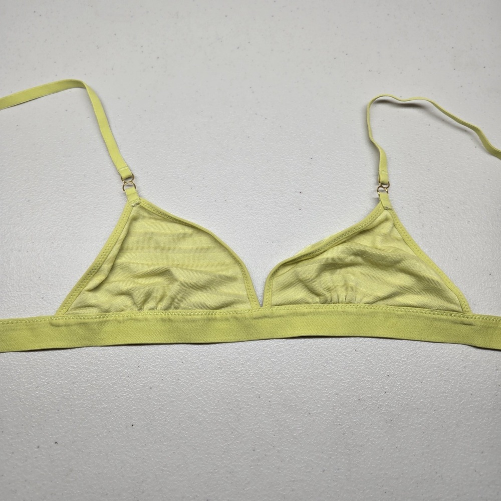 Aerie Women Bra S Green Bralette Velour Sheer Wireless Strap Adjustable NWT